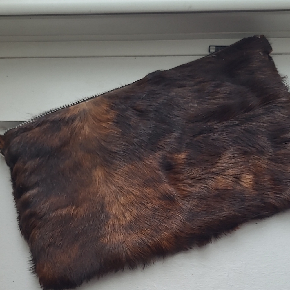 Faux Fur Zippered Clutch